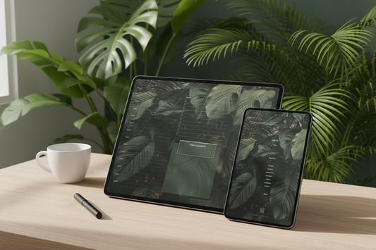 Jungle WeekDays Digital Planner in elegant workspace setting